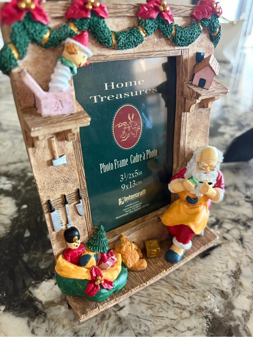 Santa Workshop Christmas Photo Frame - Red, Green, Gold